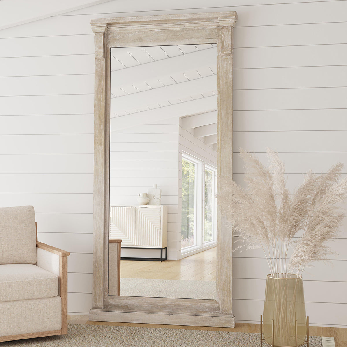 Adelaide Floor Mirror - Cream Wash by Classic Home at Eve Furniture