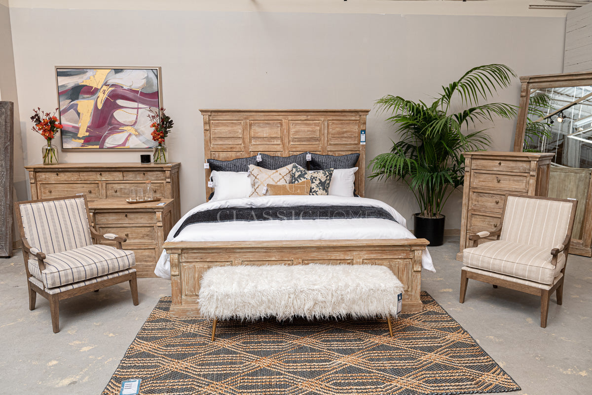 Adelaide Natural Whitewash Queen Bed by Classic Home at Eve Furniture