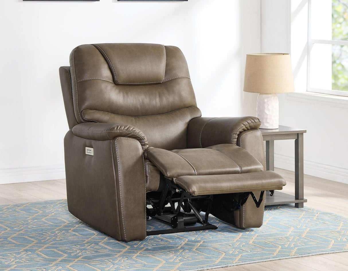 Adelaide Caramel Vegan Leather Dual-Power Zero-Gravity Recliner by Steve Silver at Eve Furniture