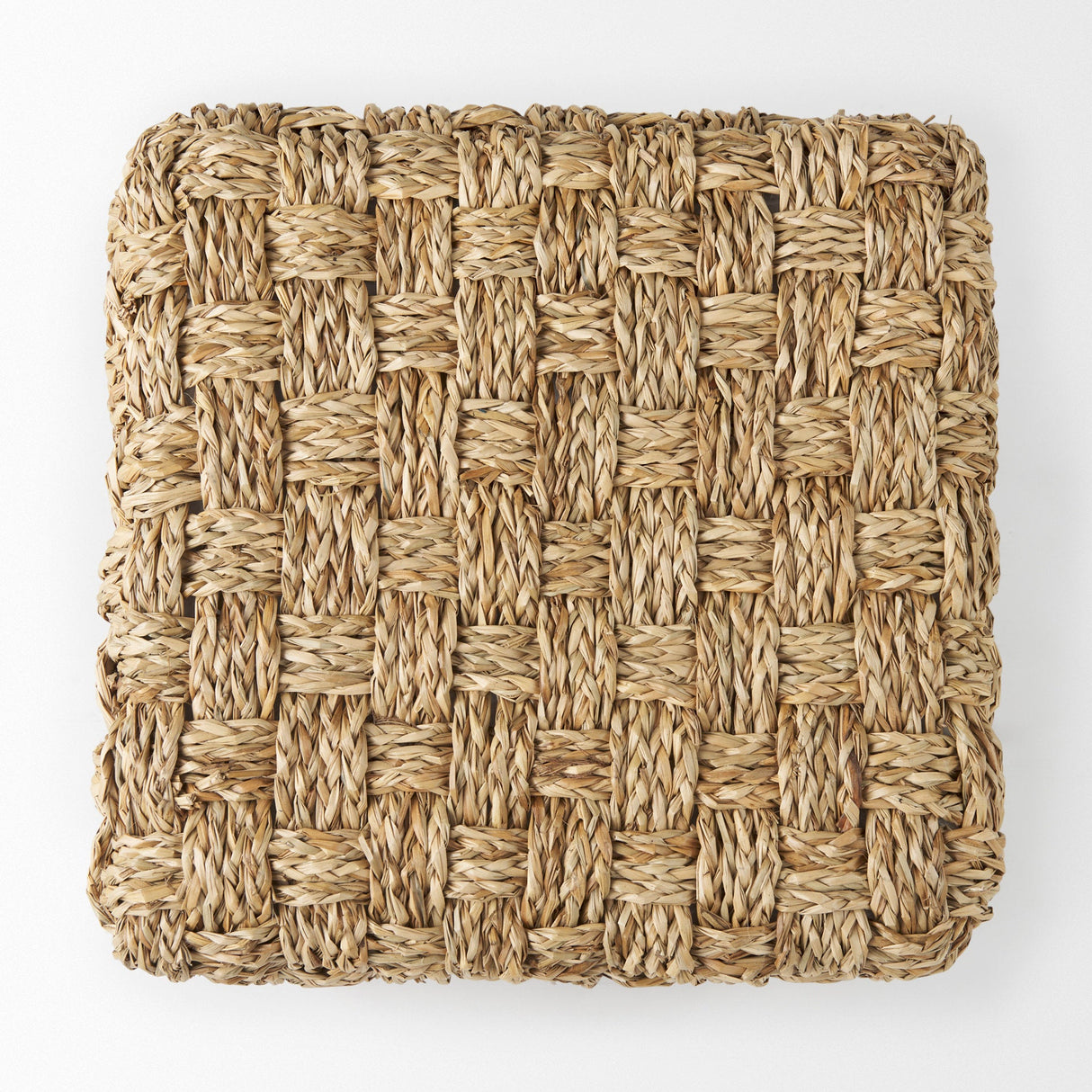 Adele 17.7L x 17.7W x 17.7H Medium Brown Seagrass Woven Square Pouf by Mercana at Eve Furniture