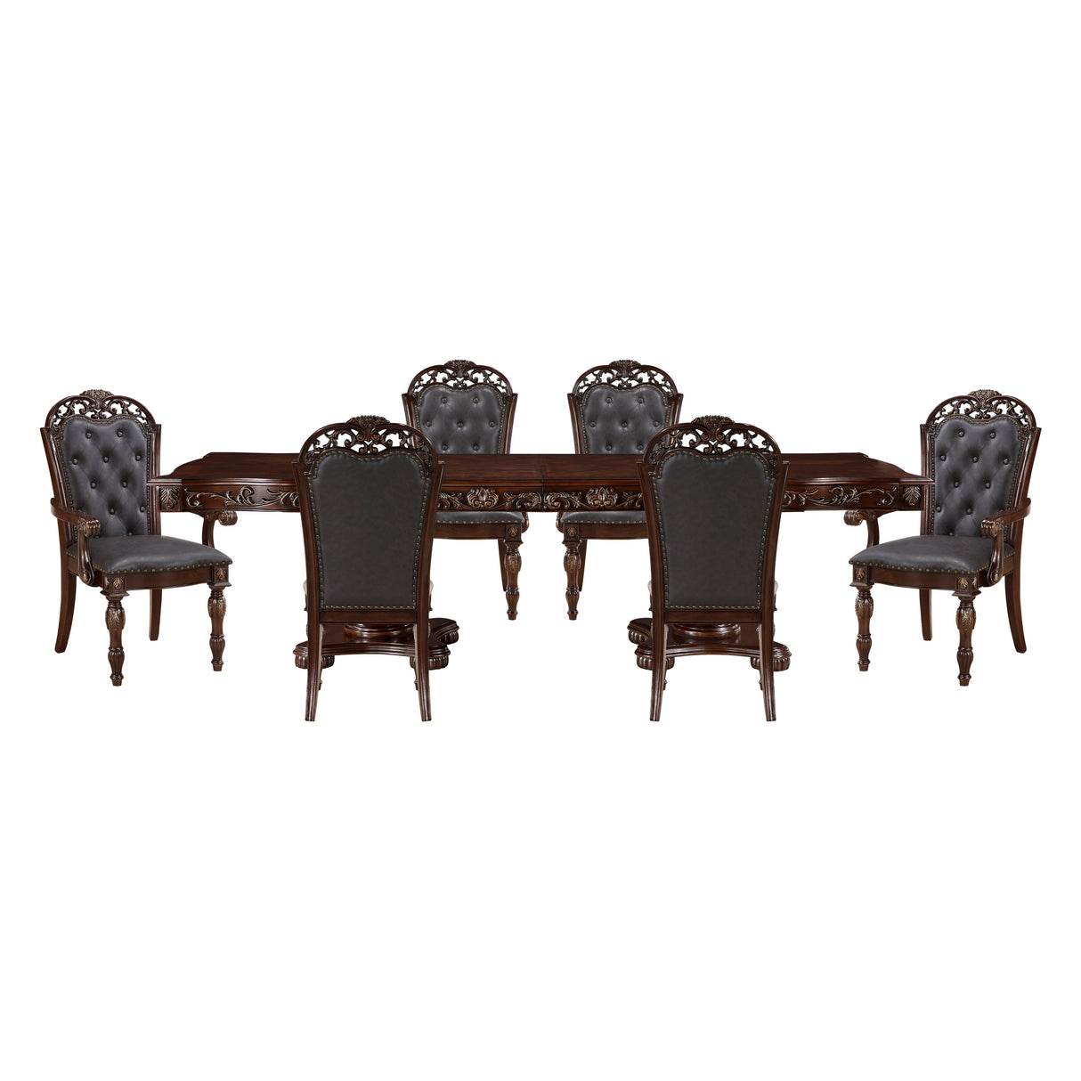 Adelina Cherry Double Pedestal Extendable Dining Room Set by Homelegance at Eve Furniture