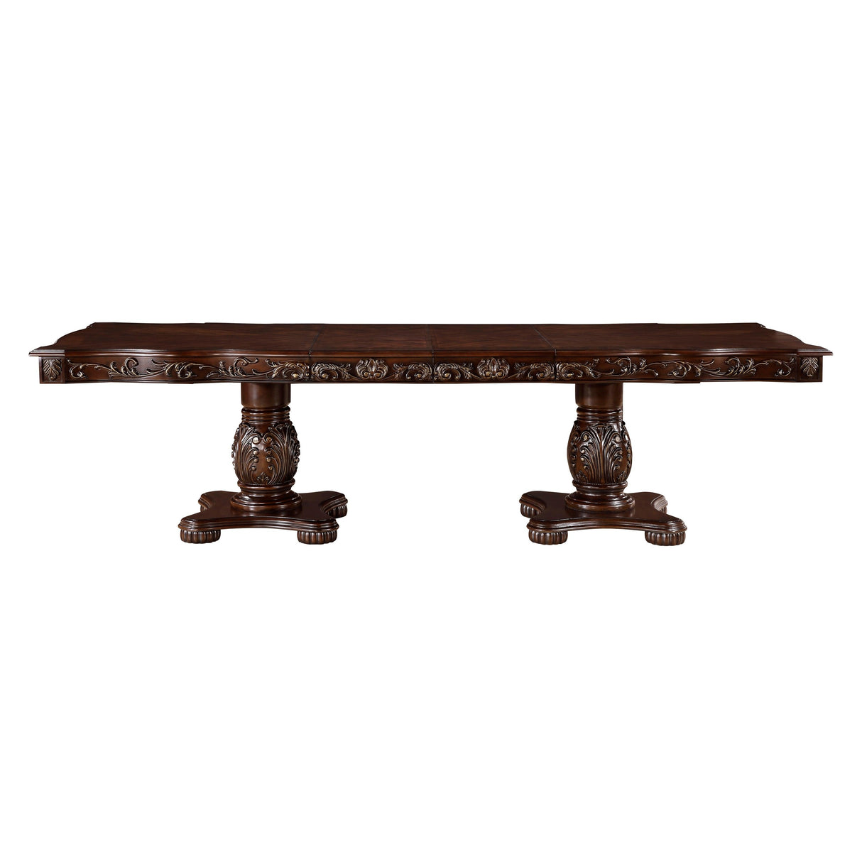 Adelina Cherry Double Pedestal Extendable Dining Table by Homelegance at Eve Furniture