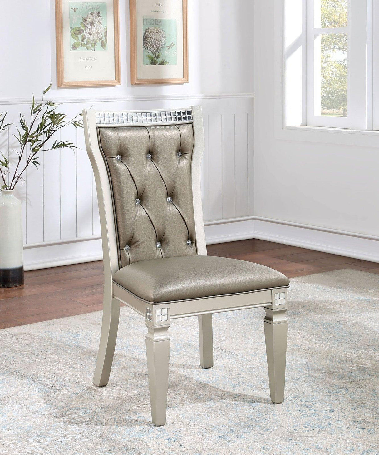 Adelina Champagne/Warm Gray Side Chair, Set of 2 by Furniture of America at Eve Furniture