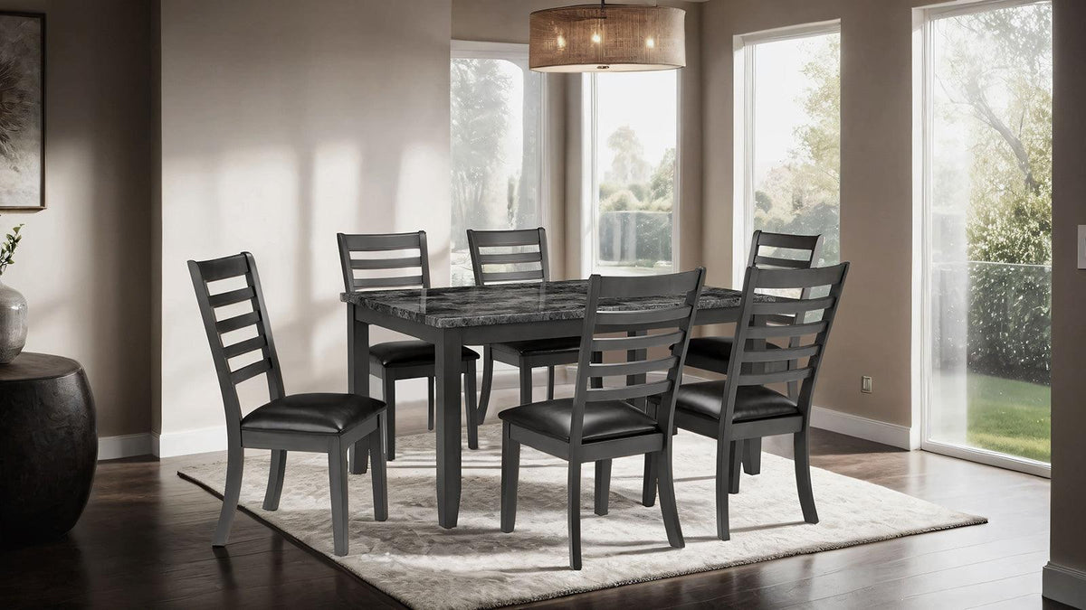 Adia Dark Gray 7 Pc. Dinning Table Set by Furniture of America at Eve Furniture