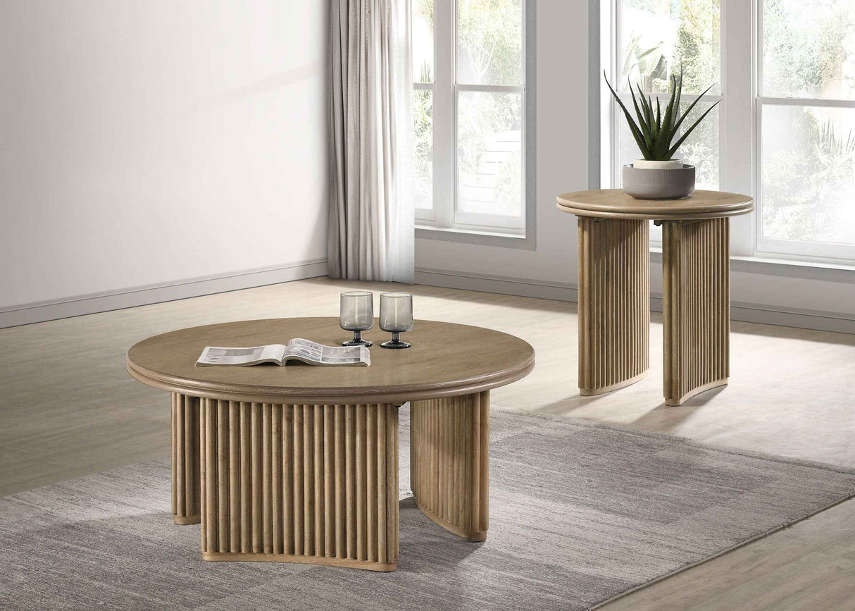 Adina Distressed Light Brown 2-piece Round Coffee Table Set by Coaster at Eve Furniture