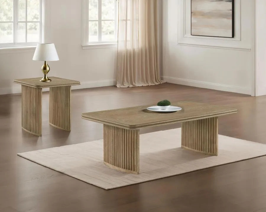 Adina Distressed Light Brown 2-Piece Wood Coffee Table Set by Coaster at Eve Furniture