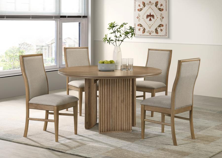 Adina Distressed Light Brown 5-Piece Round Dining Room Set by Coaster at Eve Furniture