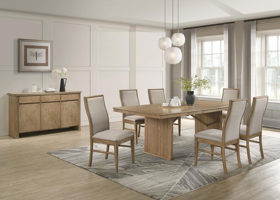 Adina Distressed Light Brown 8-Piece Extension Dining Set with Sideboard by Coaster at Eve Furniture