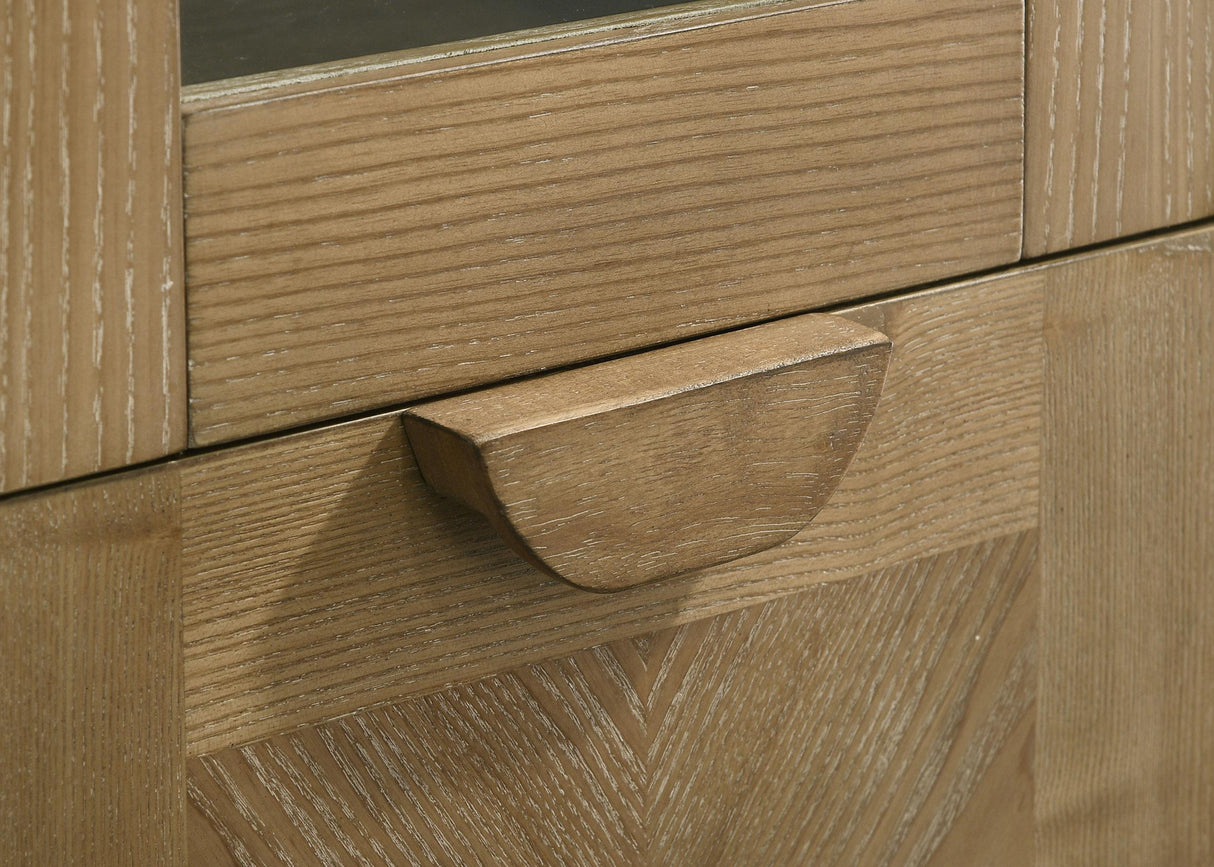 Adina Distressed Light Brown Tall Dining Display Cabinet by Coaster at Eve Furniture