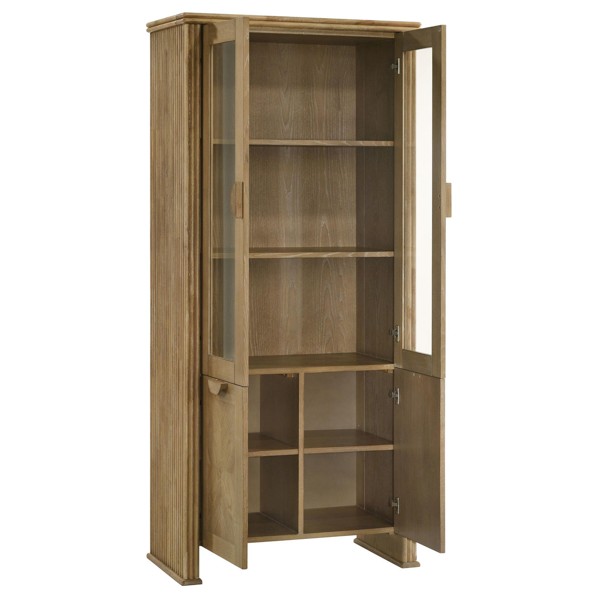 Adina Distressed Light Brown Tall Dining Display Cabinet by Coaster at Eve Furniture