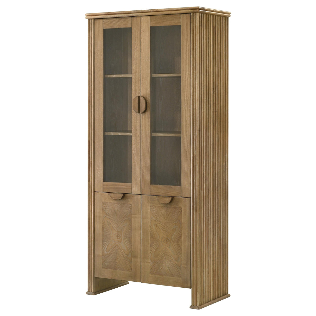 Adina Distressed Light Brown Tall Dining Display Cabinet by Coaster at Eve Furniture