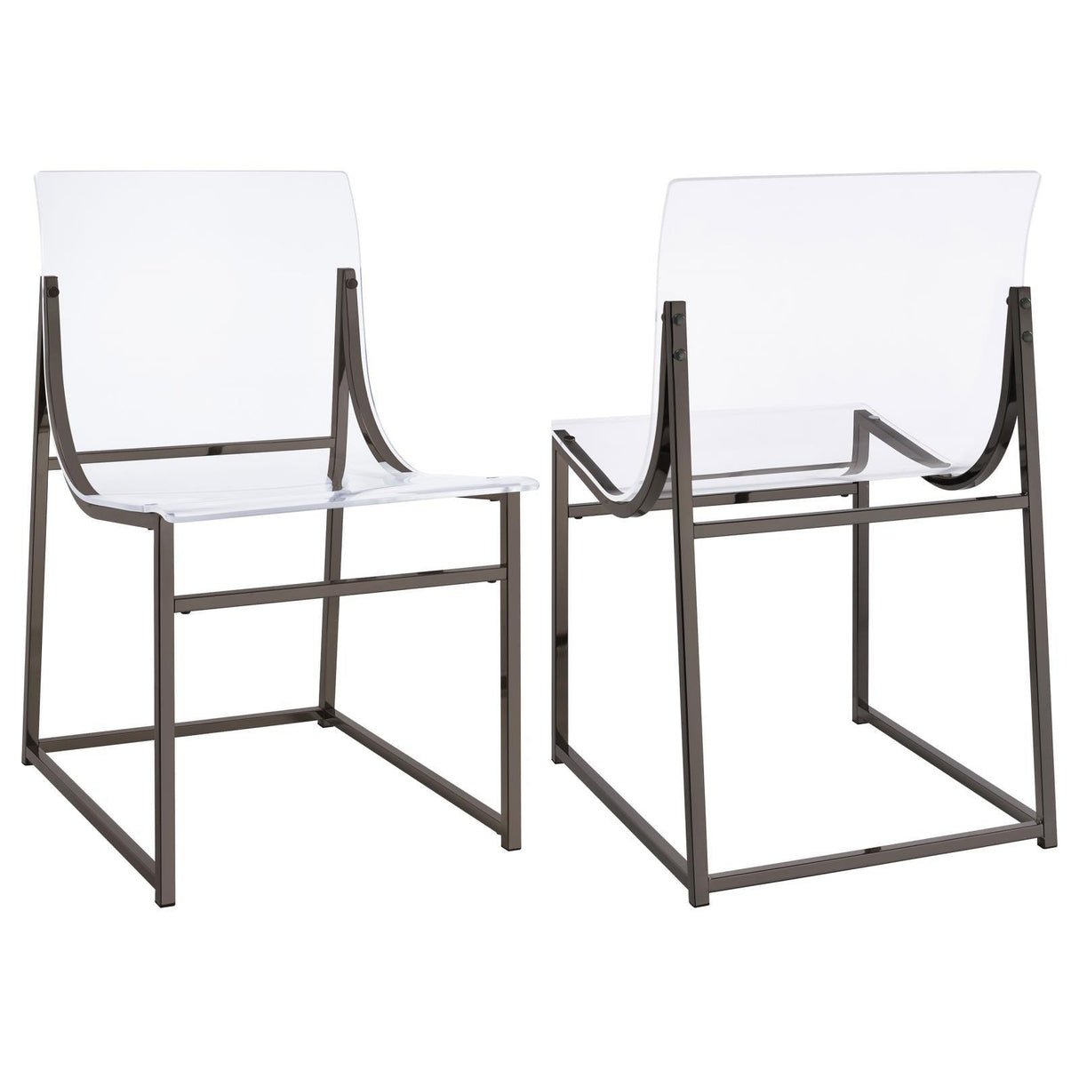 Adino Acrylic Dining Side Chair Clear and Black Nickel (Set of 2) by Coaster at Eve Furniture