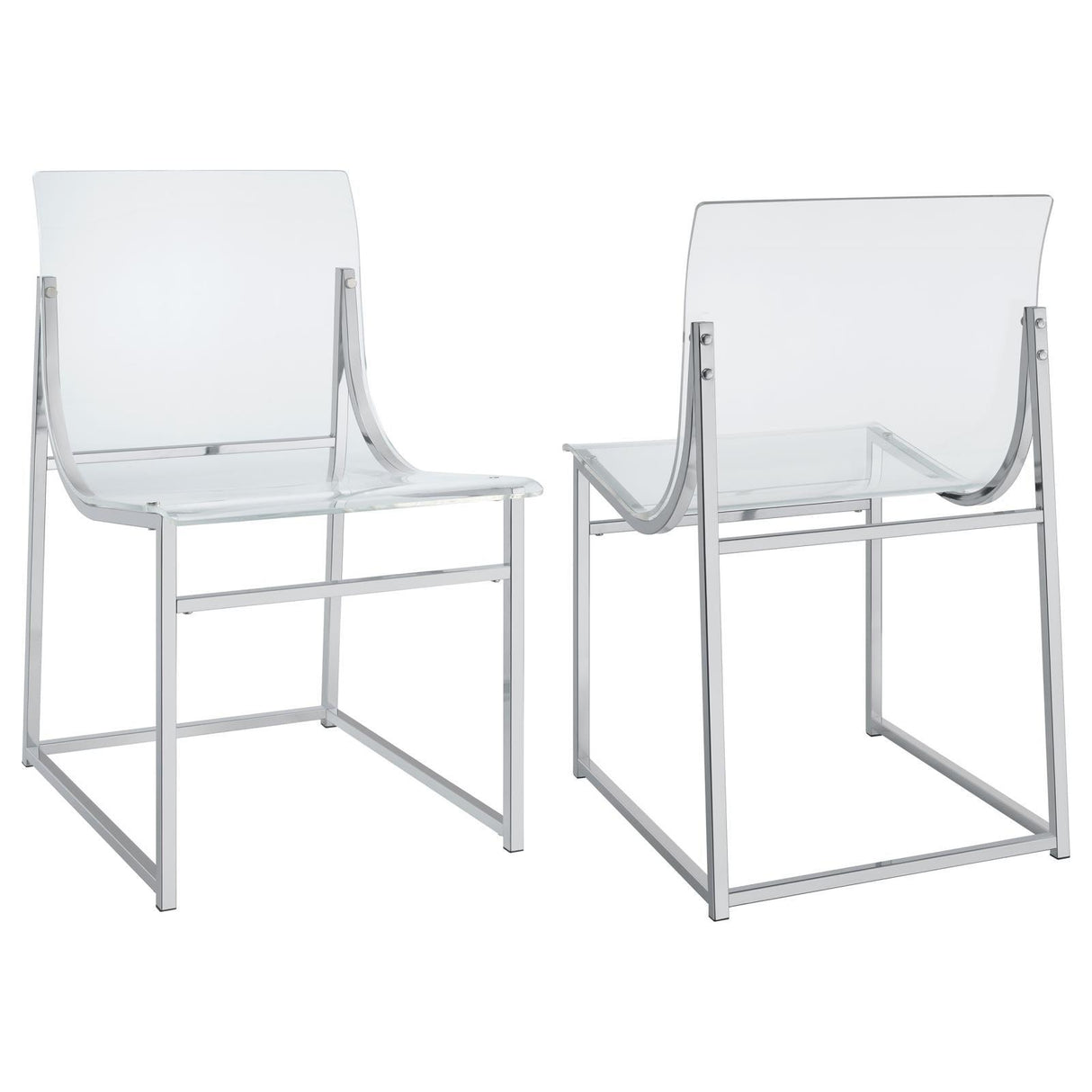 Adino Acrylic Dining Side Chair Clear and Chrome (Set of 2) by Coaster at Eve Furniture