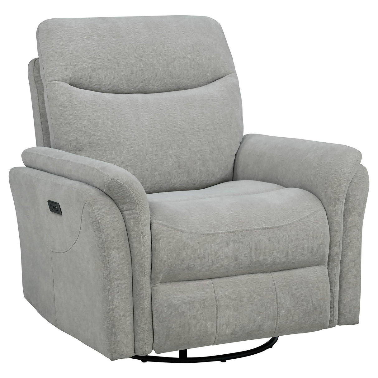 Adler Ivory Upholstered Power Swivel Glider Recliner by Coaster at Eve Furniture
