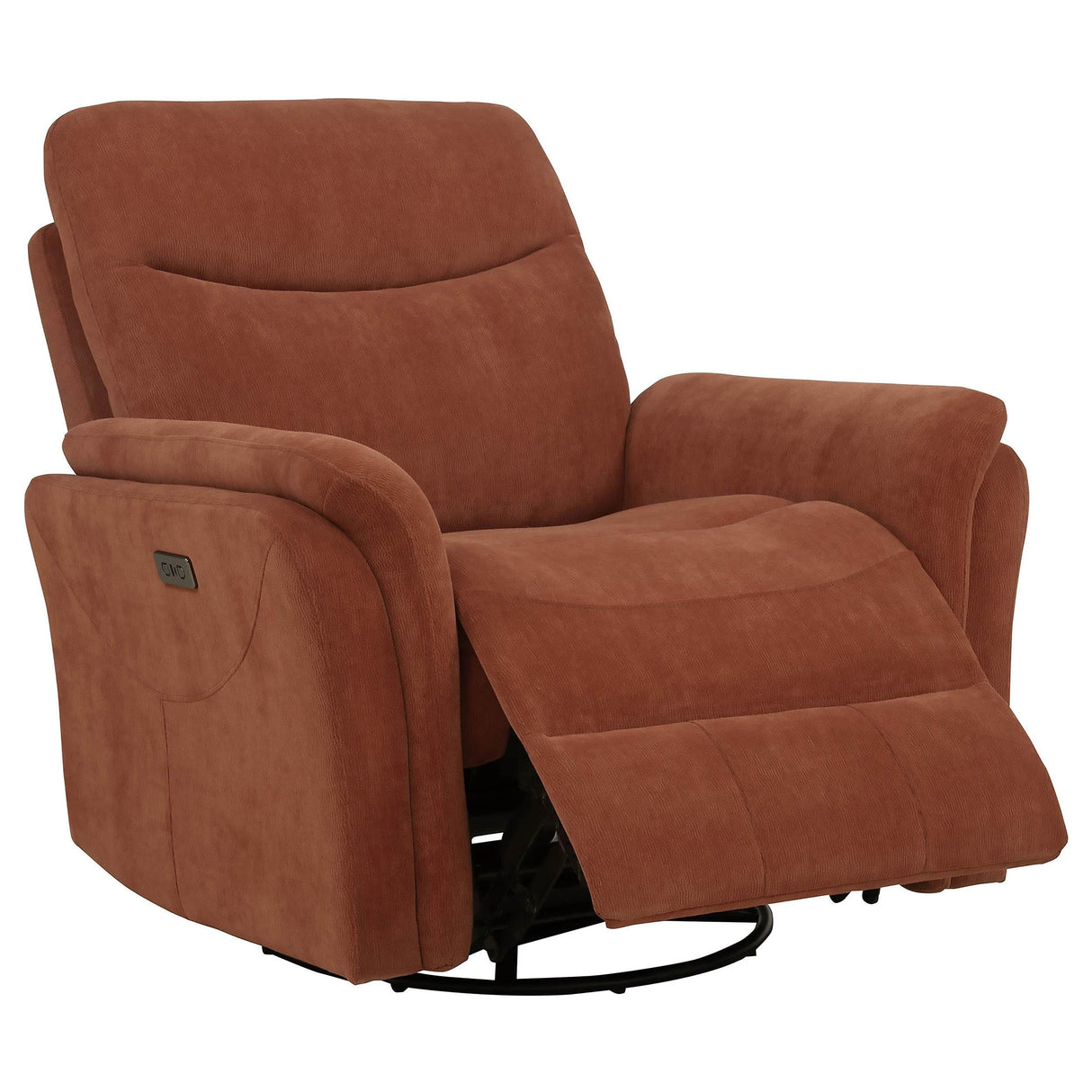 Adler Rust Upholstered Power Swivel Glider Recliner by Coaster at Eve Furniture
