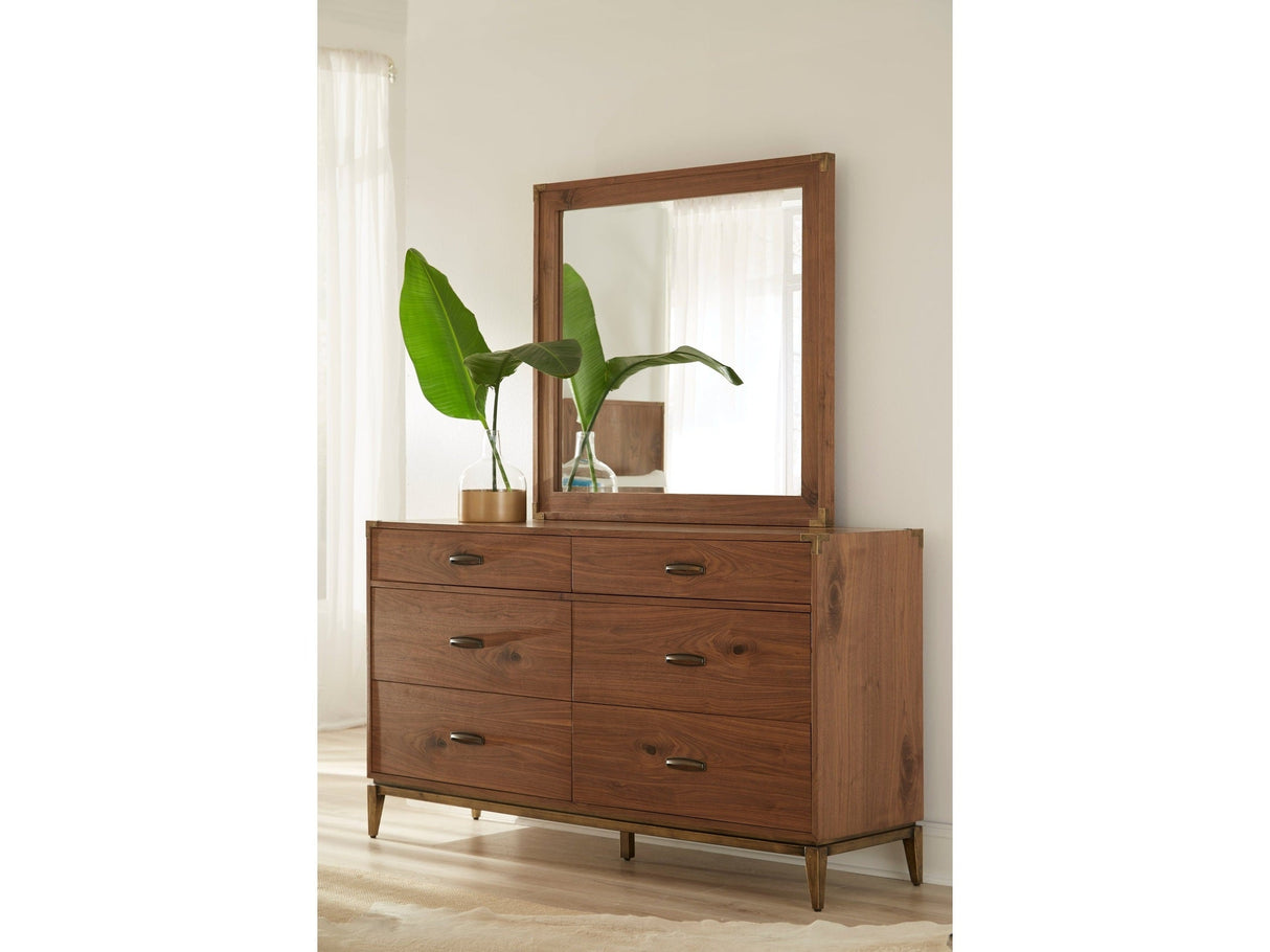 Adler Six Drawer Dresser in Natural Walnut by Modus Furniture at Eve Furniture