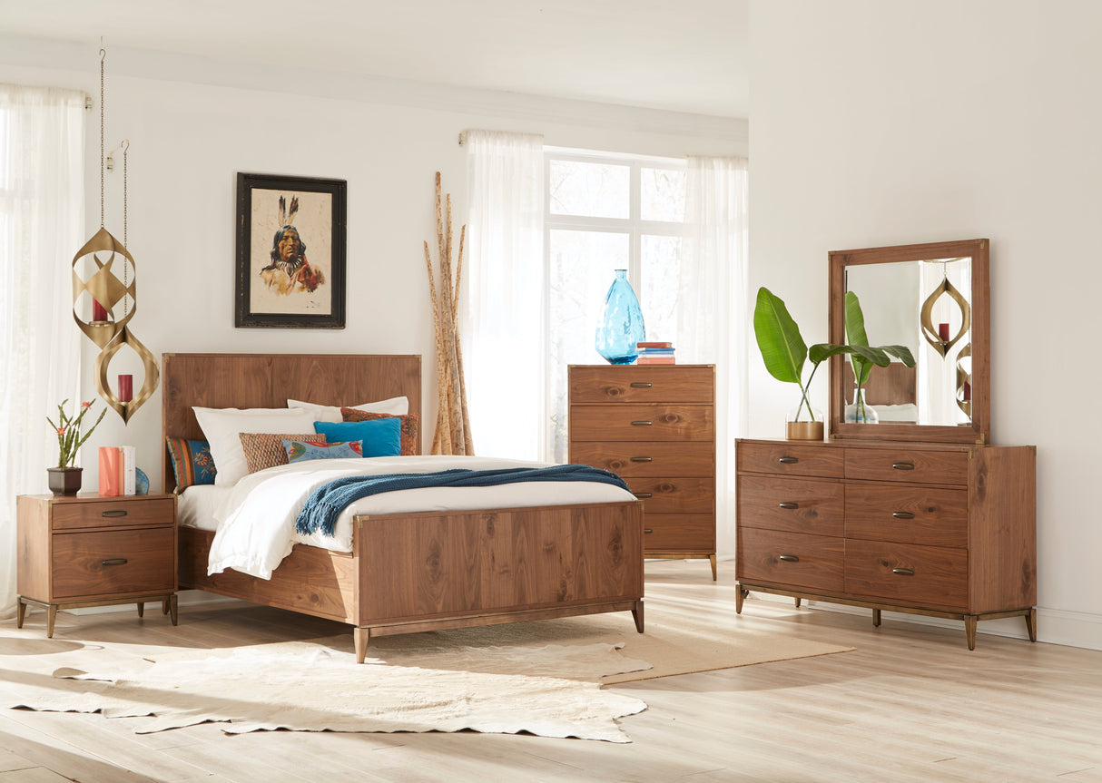 Adler Wood Queen Panel Bed in Natural Walnut by Modus Furniture at Eve Furniture
