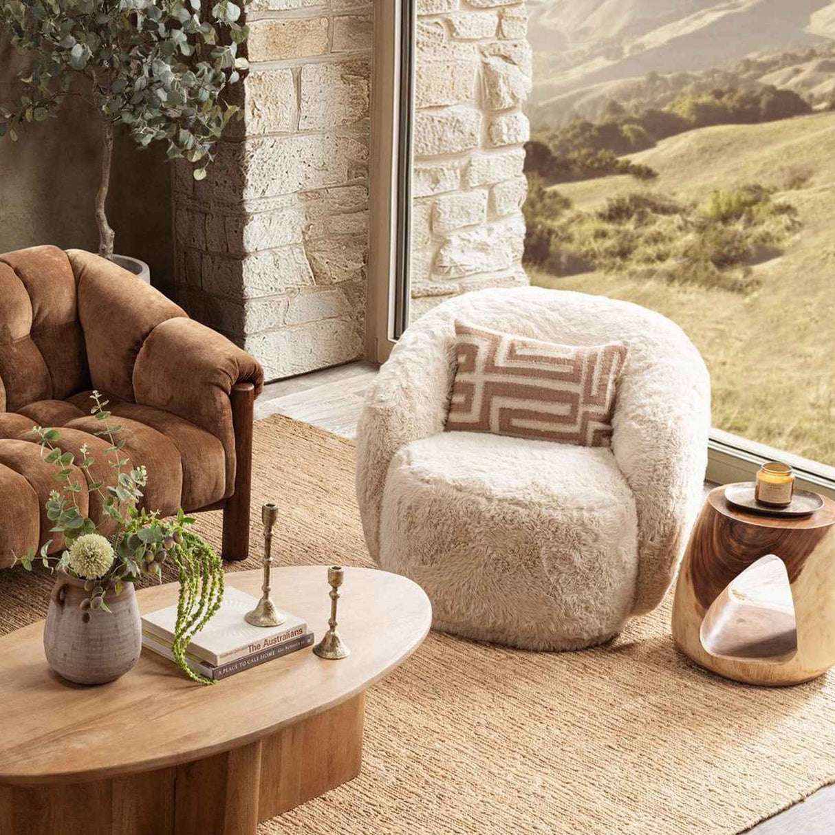 Adley Swivel Chair - Sand by Classic Home at Eve Furniture