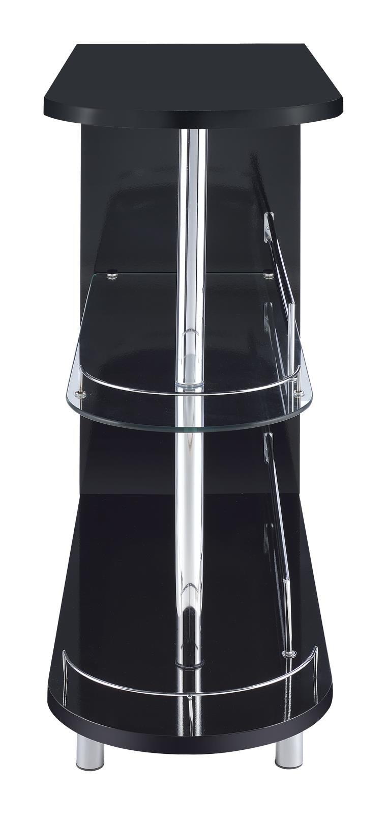 Adolfo Glossy Black/Clear 3-Tier Bar Table by Coaster at Eve Furniture