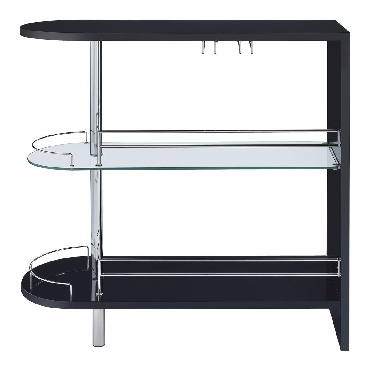 Adolfo Glossy Black/Clear 3-Tier Bar Table by Coaster at Eve Furniture