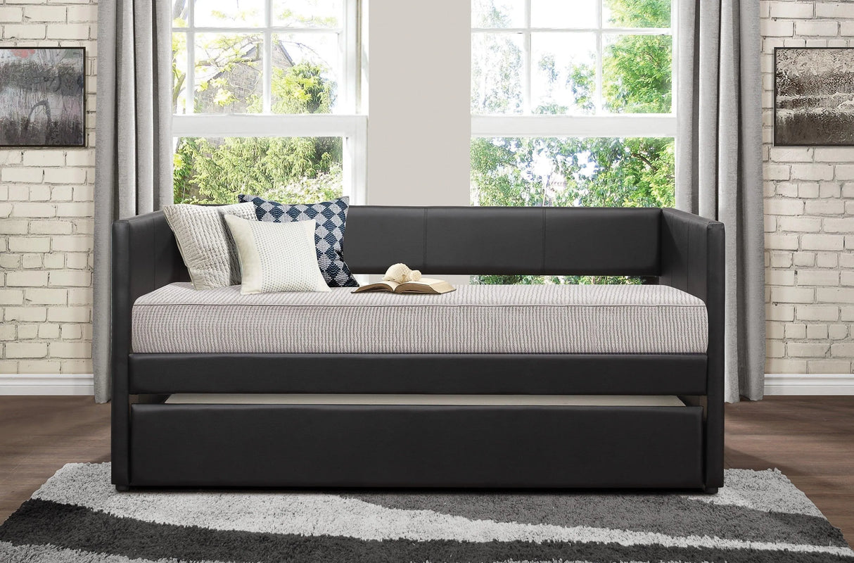 Adra Black Twin Daybed with Trundle by Homelegance at Eve Furniture