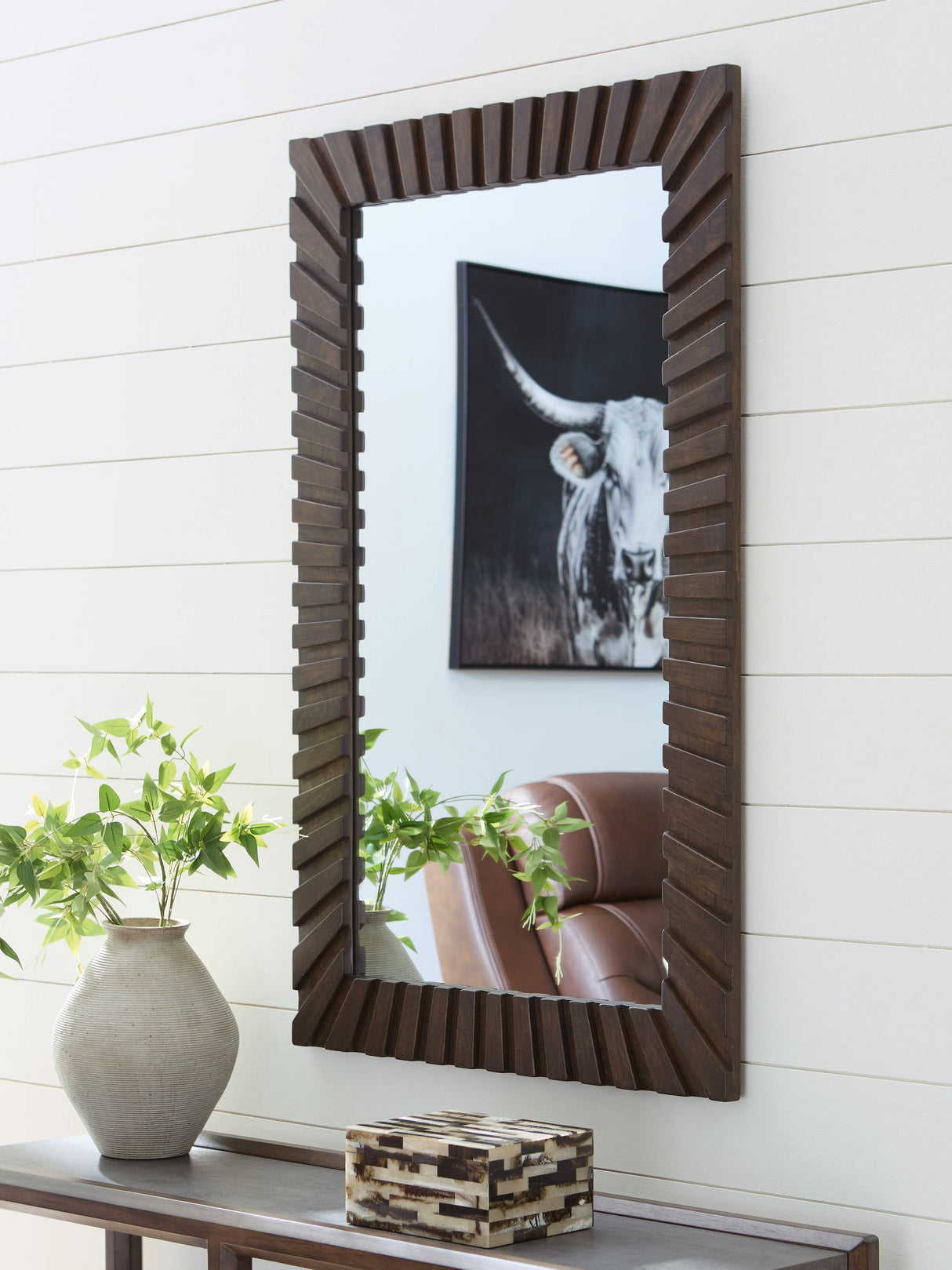 Advin Dark Brown Accent Mirror by Ashley at Eve Furniture