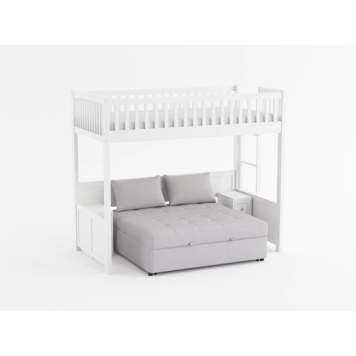 Aerie Light Gray Twin Loft Bunk Bed with Nightstand and Sofa Bed by Homelegance at Eve Furniture