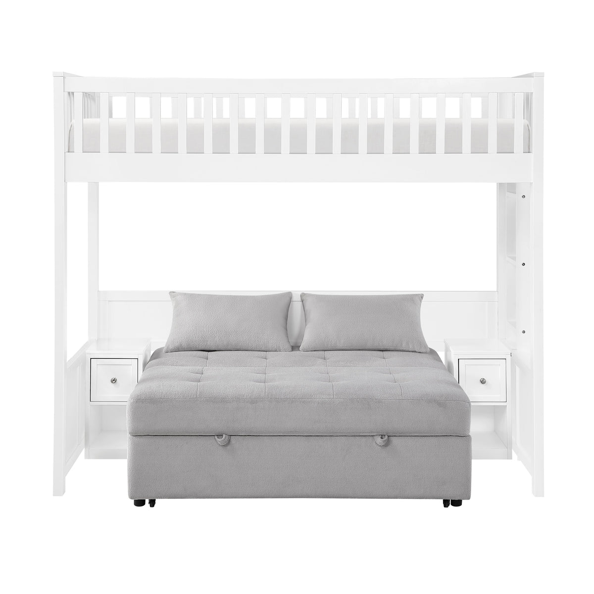 Aerie Light Gray Twin Loft Bunk Bed with Nightstand and Sofa Bed by Homelegance at Eve Furniture