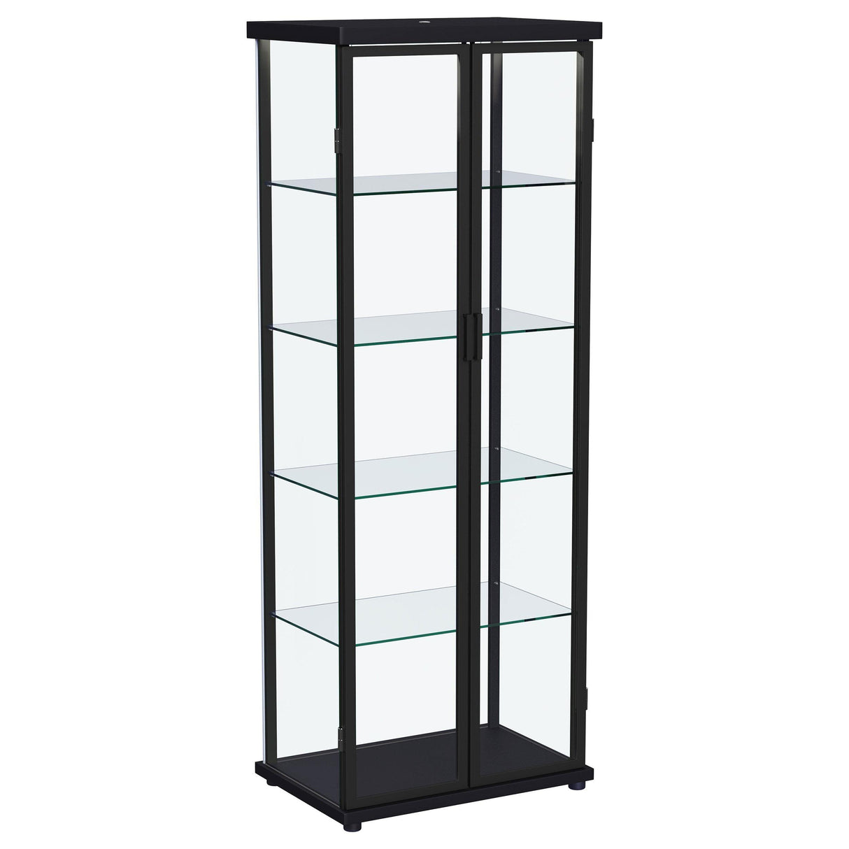 Aero 5-shelf Display Curio Cabinet with LED and Clear Tempered Glass Shelves Black by Coaster at Eve Furniture