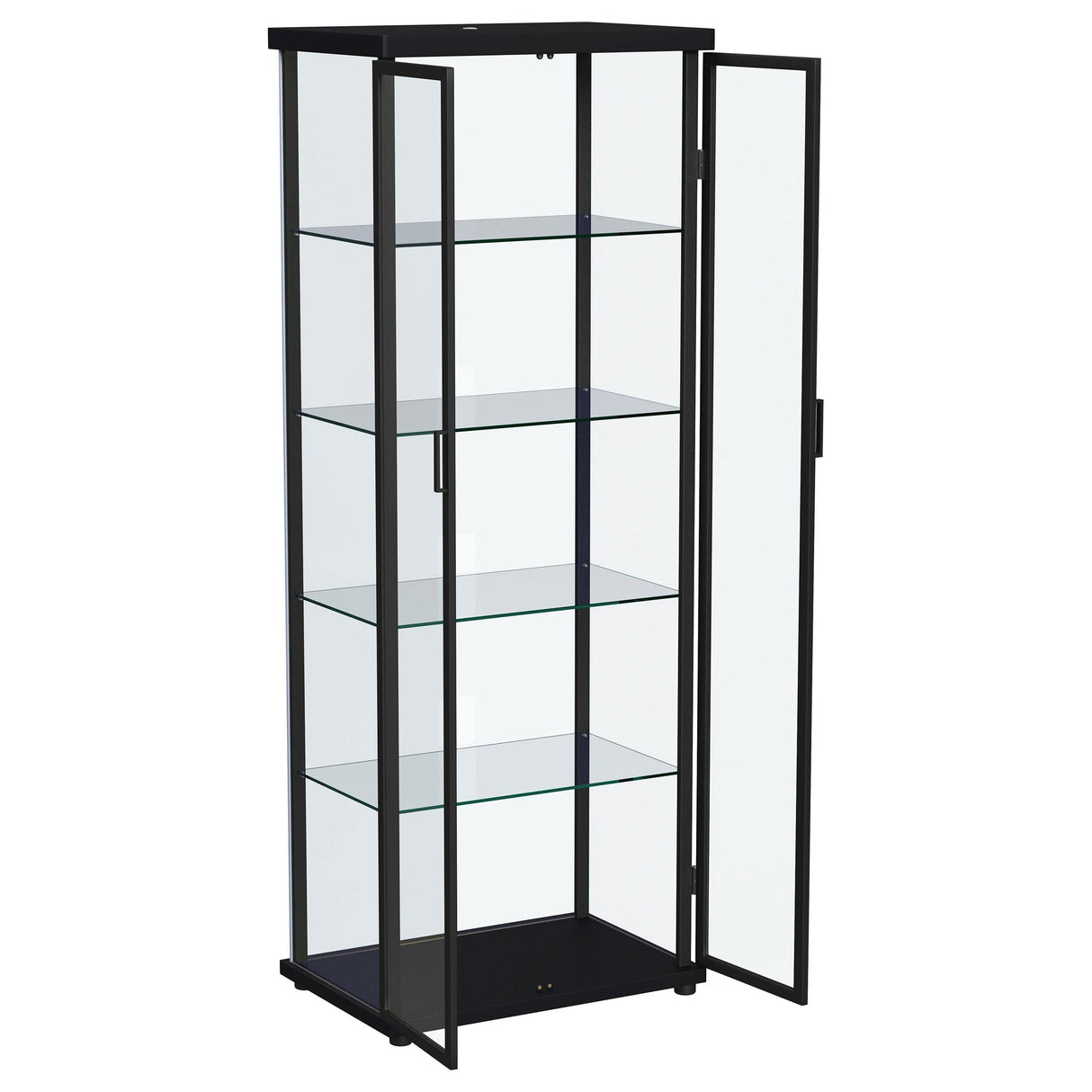 Aero 5-shelf Display Curio Cabinet with LED and Clear Tempered Glass Shelves Black by Coaster at Eve Furniture
