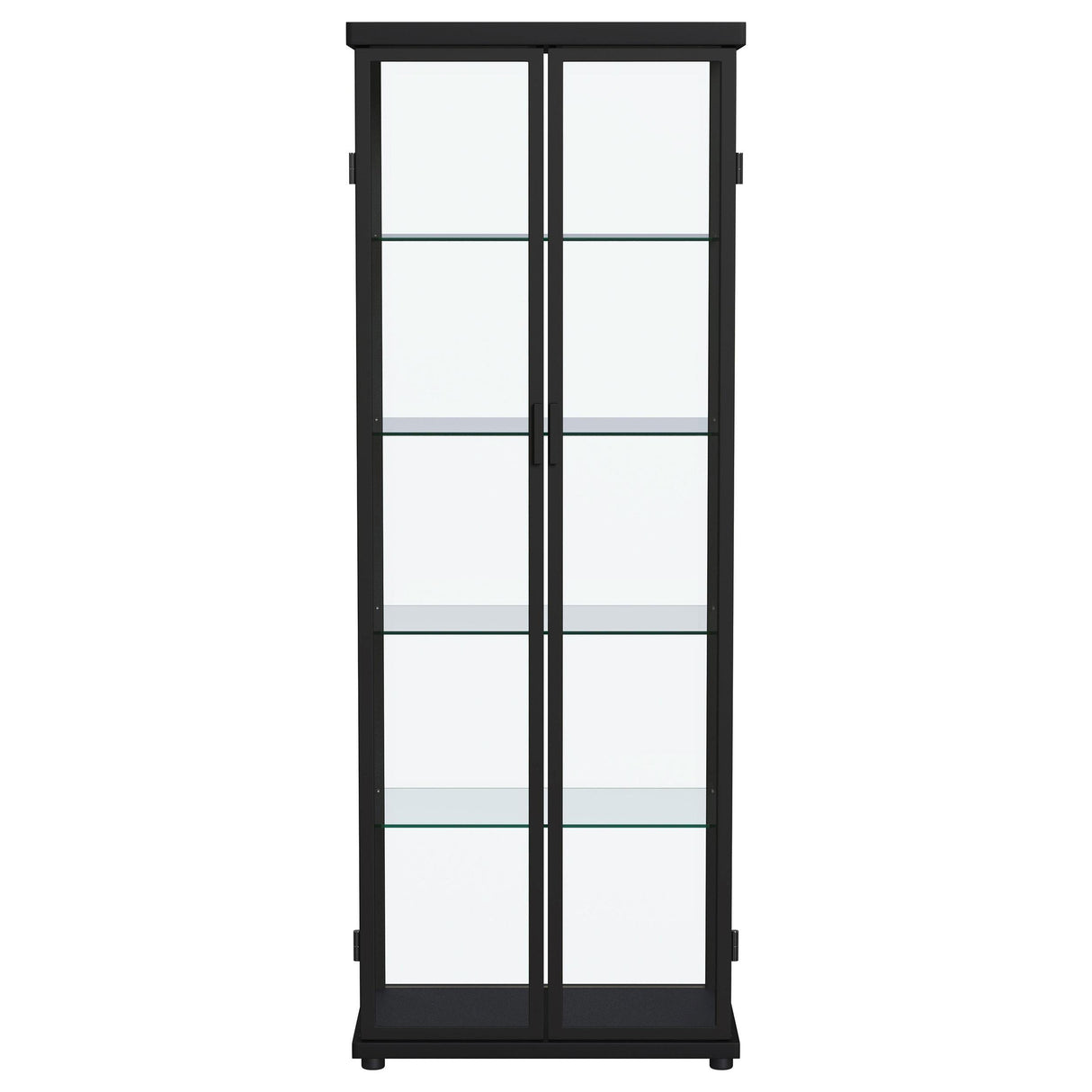 Aero 5-shelf Display Curio Cabinet with LED and Clear Tempered Glass Shelves Black by Coaster at Eve Furniture