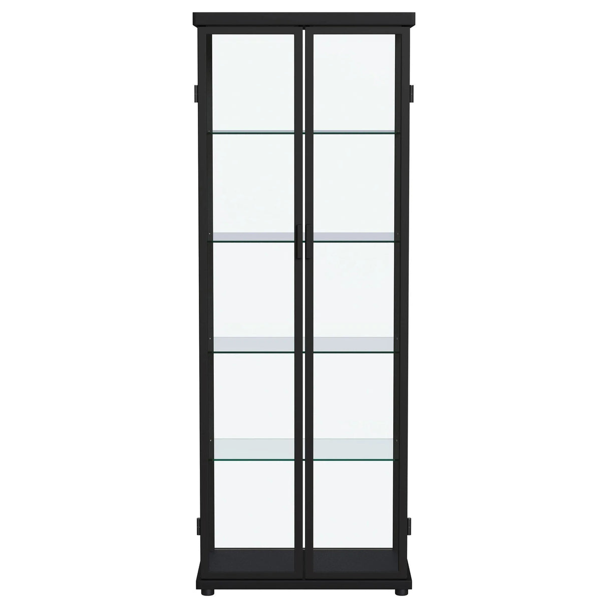 Aero 5-shelf Display Curio Cabinet with LED and Clear Tempered Glass Shelves Black by Coaster at Eve Furniture