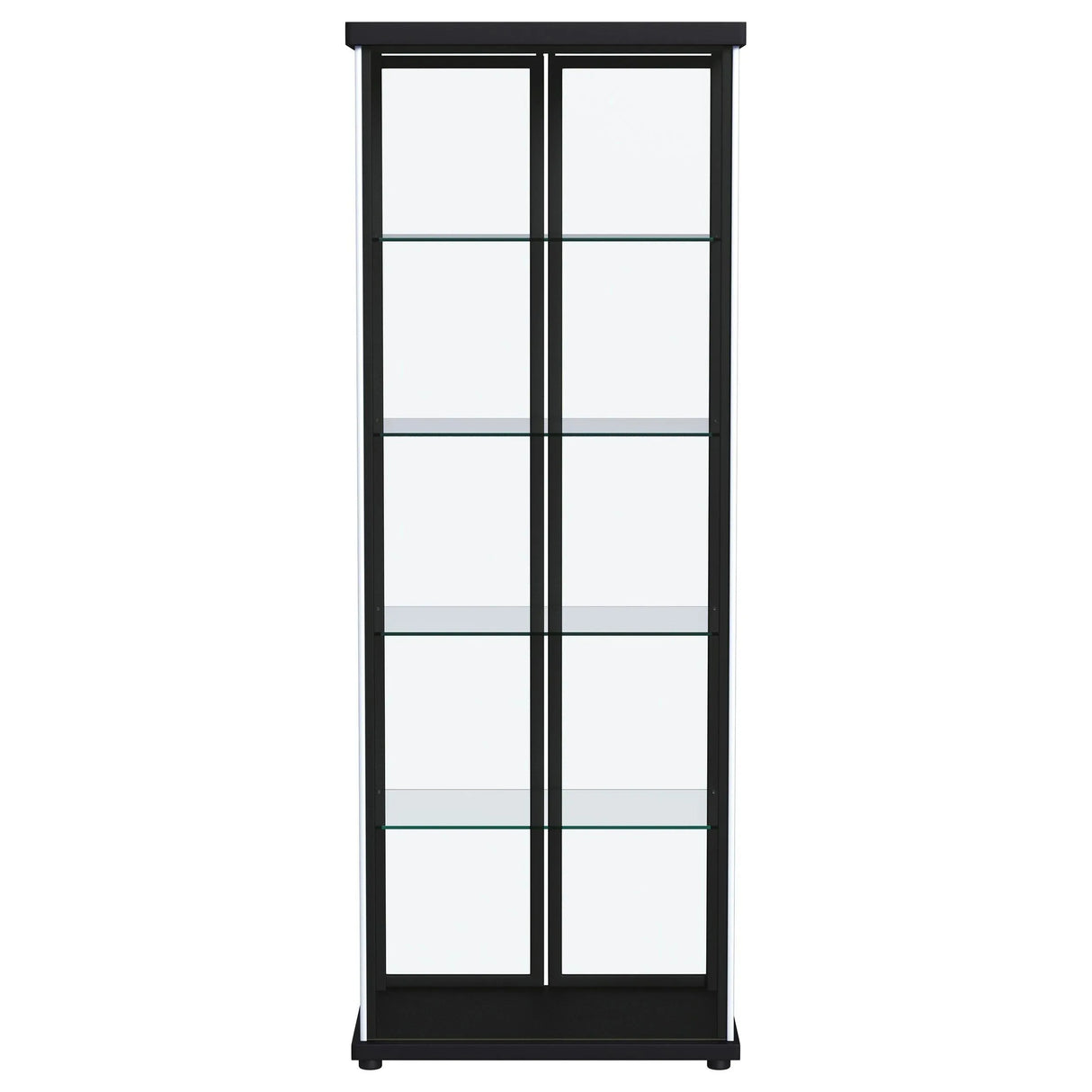 Aero 5-shelf Display Curio Cabinet with LED and Clear Tempered Glass Shelves Black by Coaster at Eve Furniture