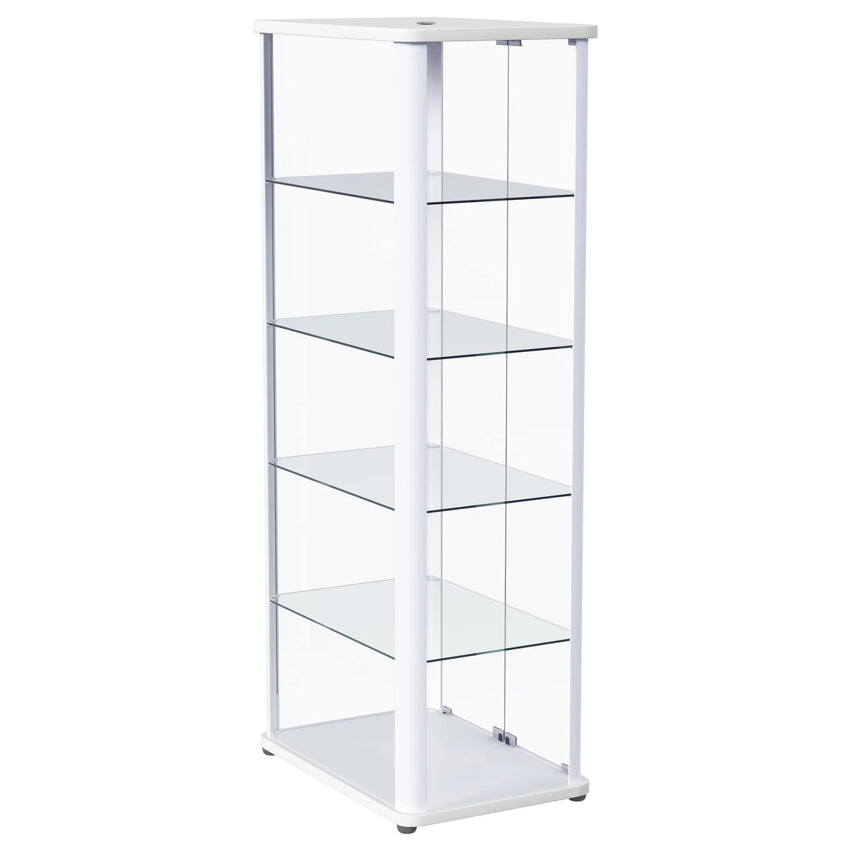 Aero 5-shelf Display Curio Cabinet with LED and Clear Tempered Glass Shelves Glossy White by Coaster at Eve Furniture