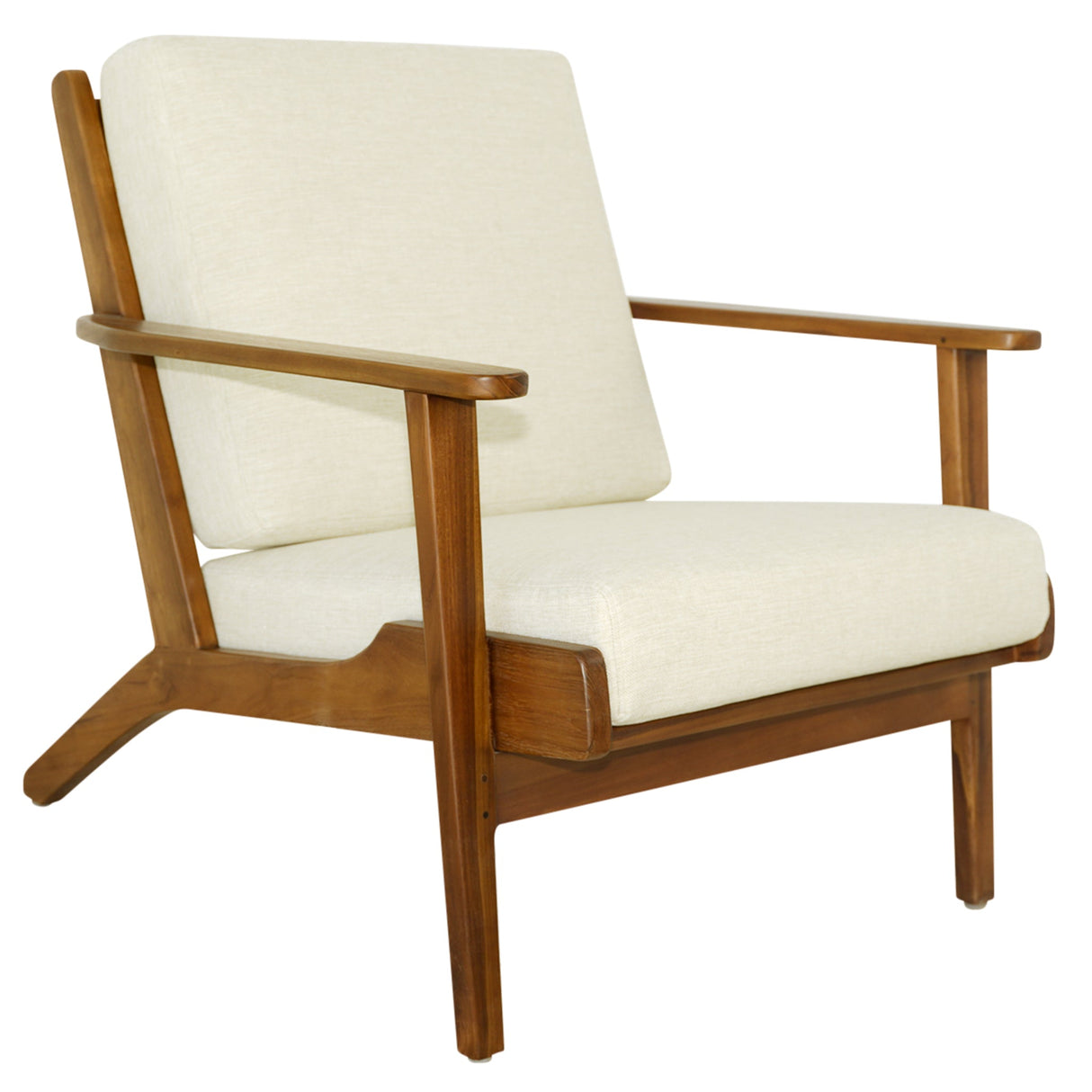 Connor Solid Wood Linen Lounge Chair - Cream by Ashcroft Imports at Eve Furniture