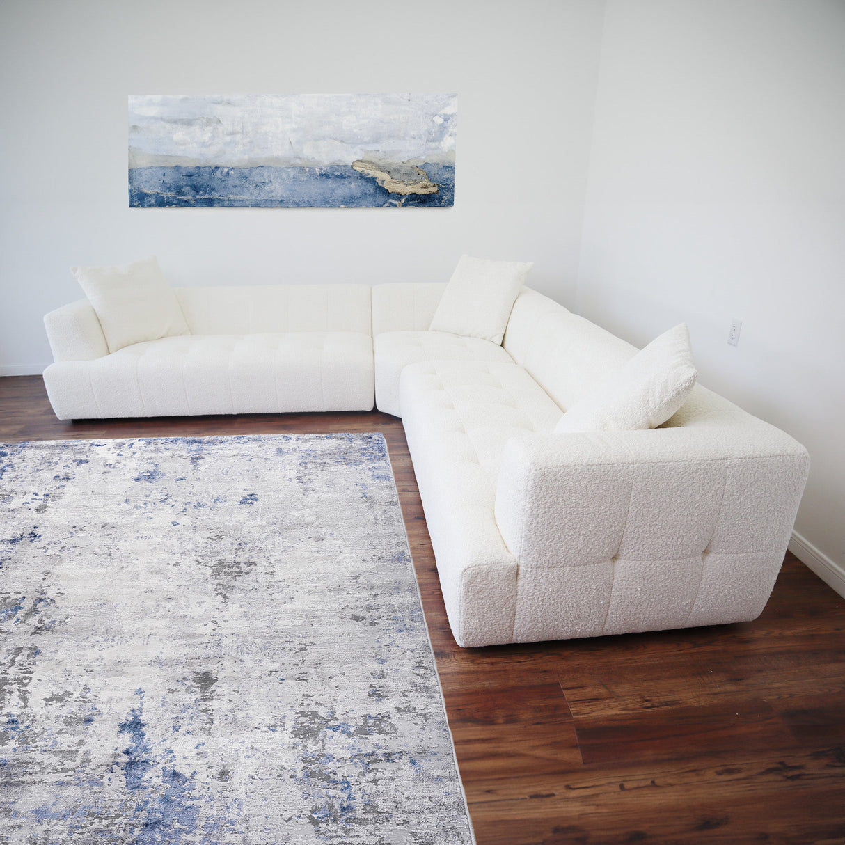 Kaynes Ivory Boucle Corner Sofa by Ashcroft Imports at Eve Furniture