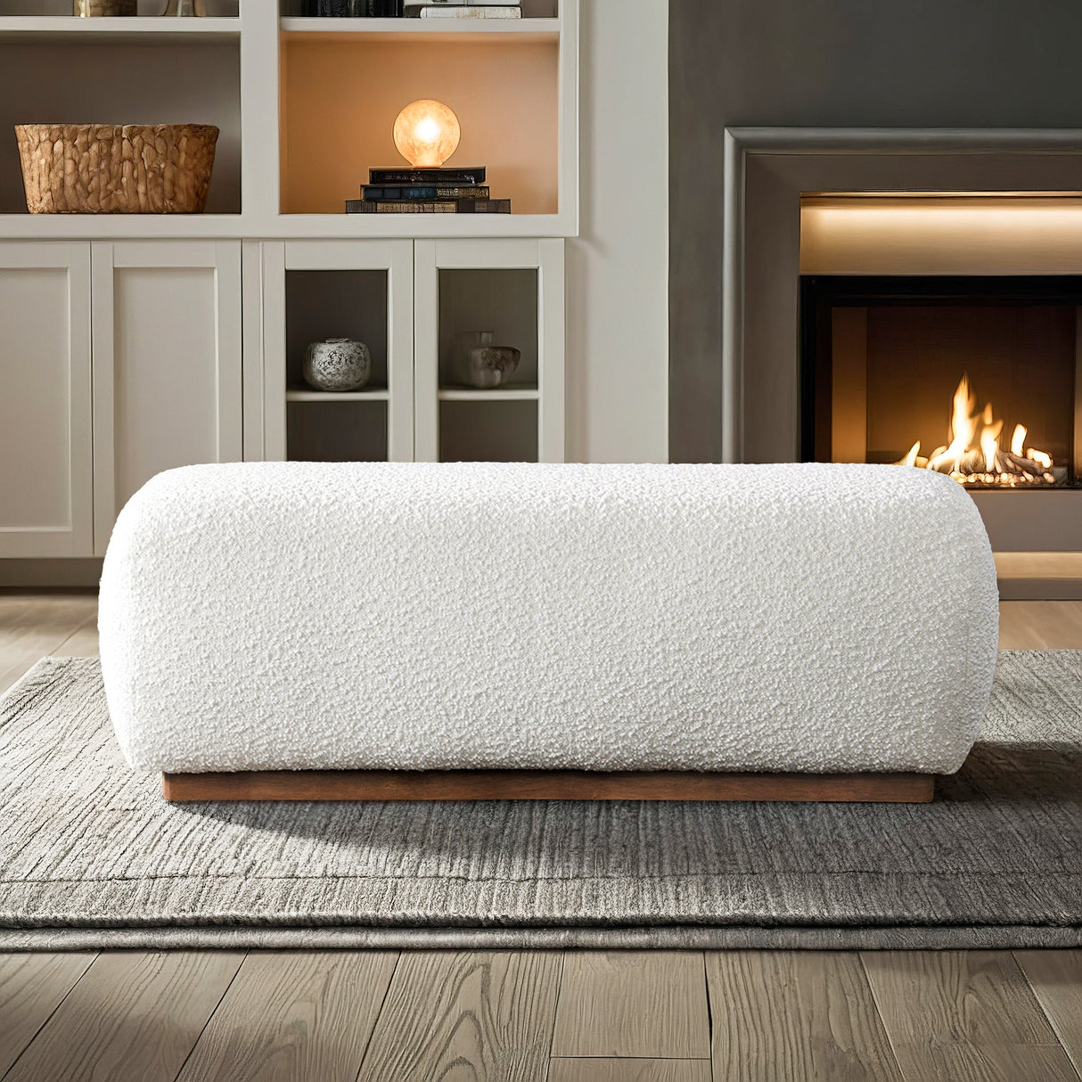 Kelvin Ivory Boucle Bench by Ashcroft Imports at Eve Furniture