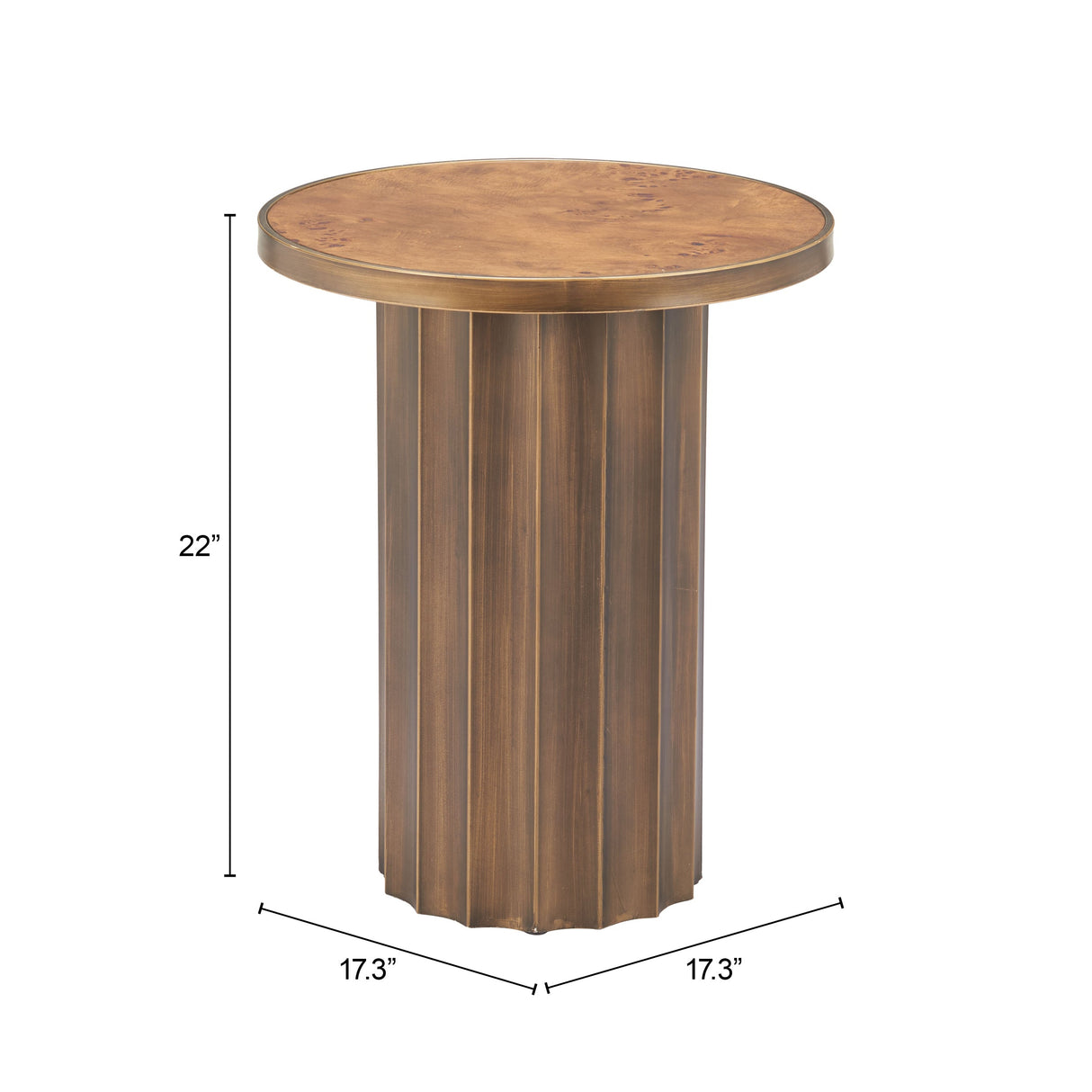 Afinato Brown Side Table by Zuomod at Eve Furniture