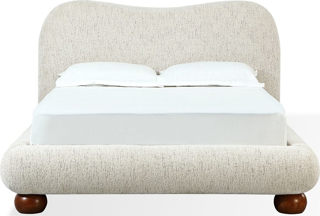 Afra Chinchilla Queen Chenille Upholstered Wood Leg Platform Bed by Modus Furniture at Eve Furniture
