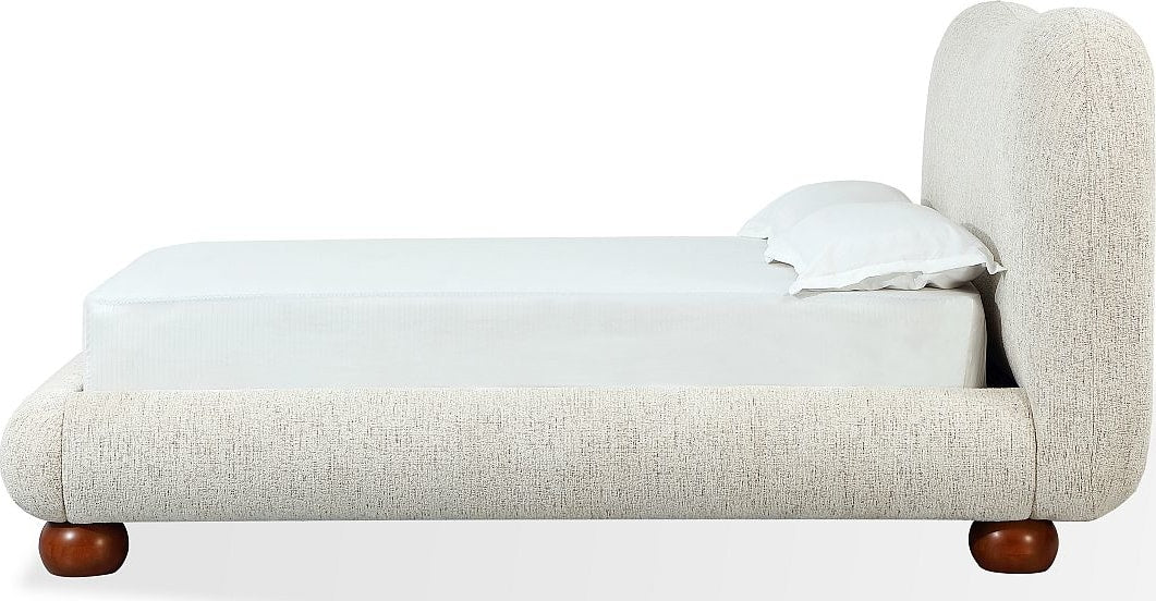 Afra Chinchilla Queen Chenille Upholstered Wood Leg Platform Bed by Modus Furniture at Eve Furniture