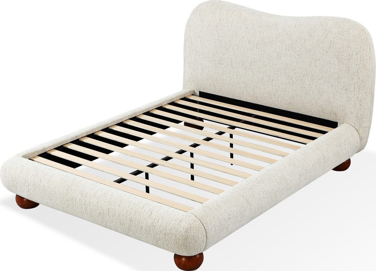 Afra Chinchilla Queen Chenille Upholstered Wood Leg Platform Bed by Modus Furniture at Eve Furniture