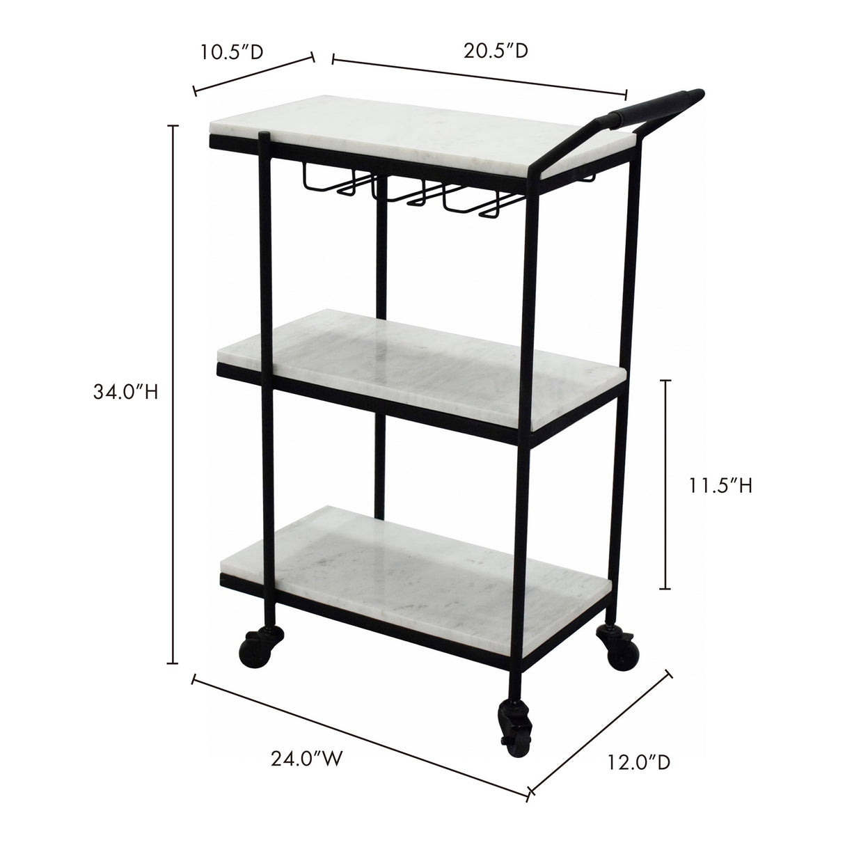 After Hours White Bar Cart by Moe's Home at Eve Furniture