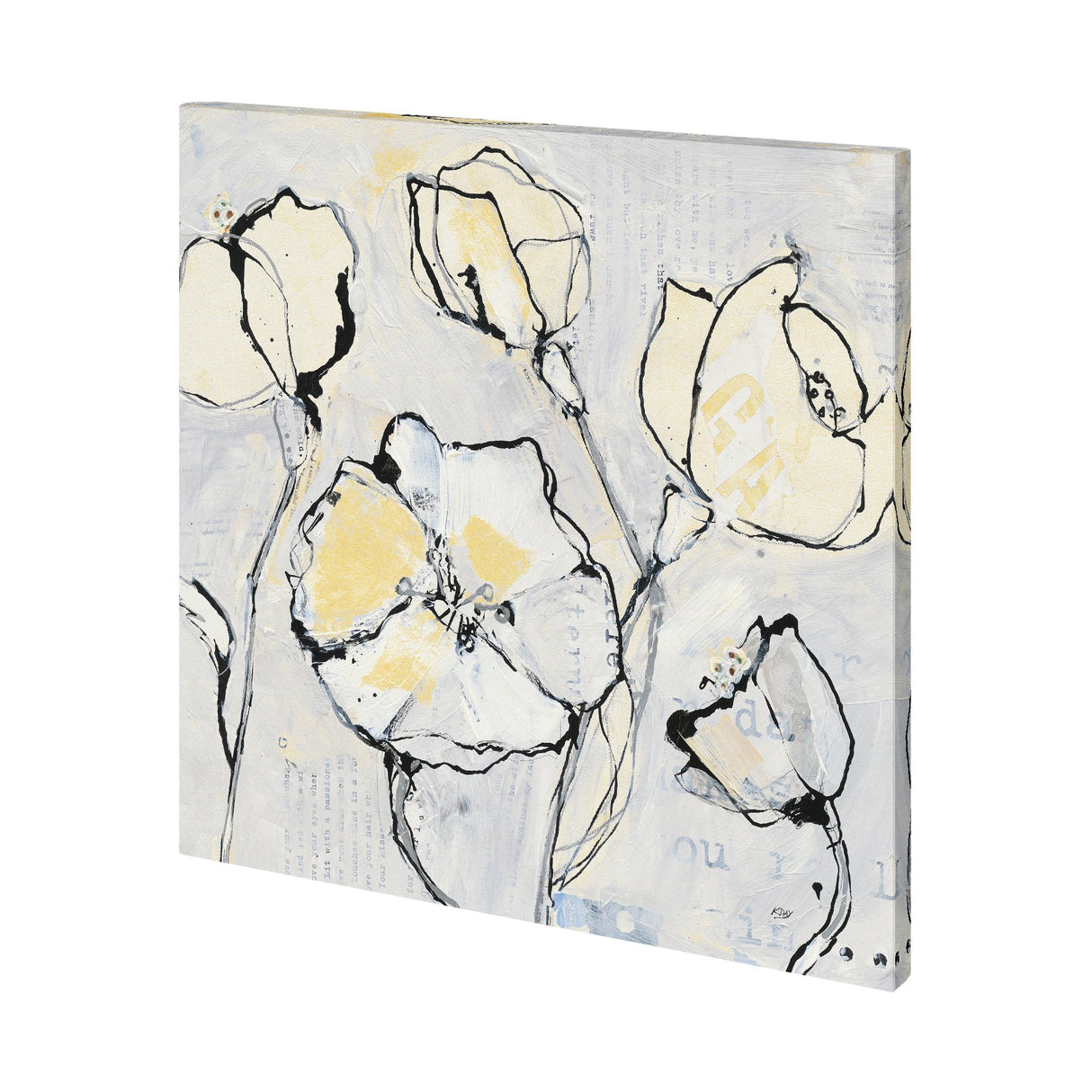 Again III with Yellow by Mercana Studio a Hand Embellished Textured Canvas by Mercana at Eve Furniture