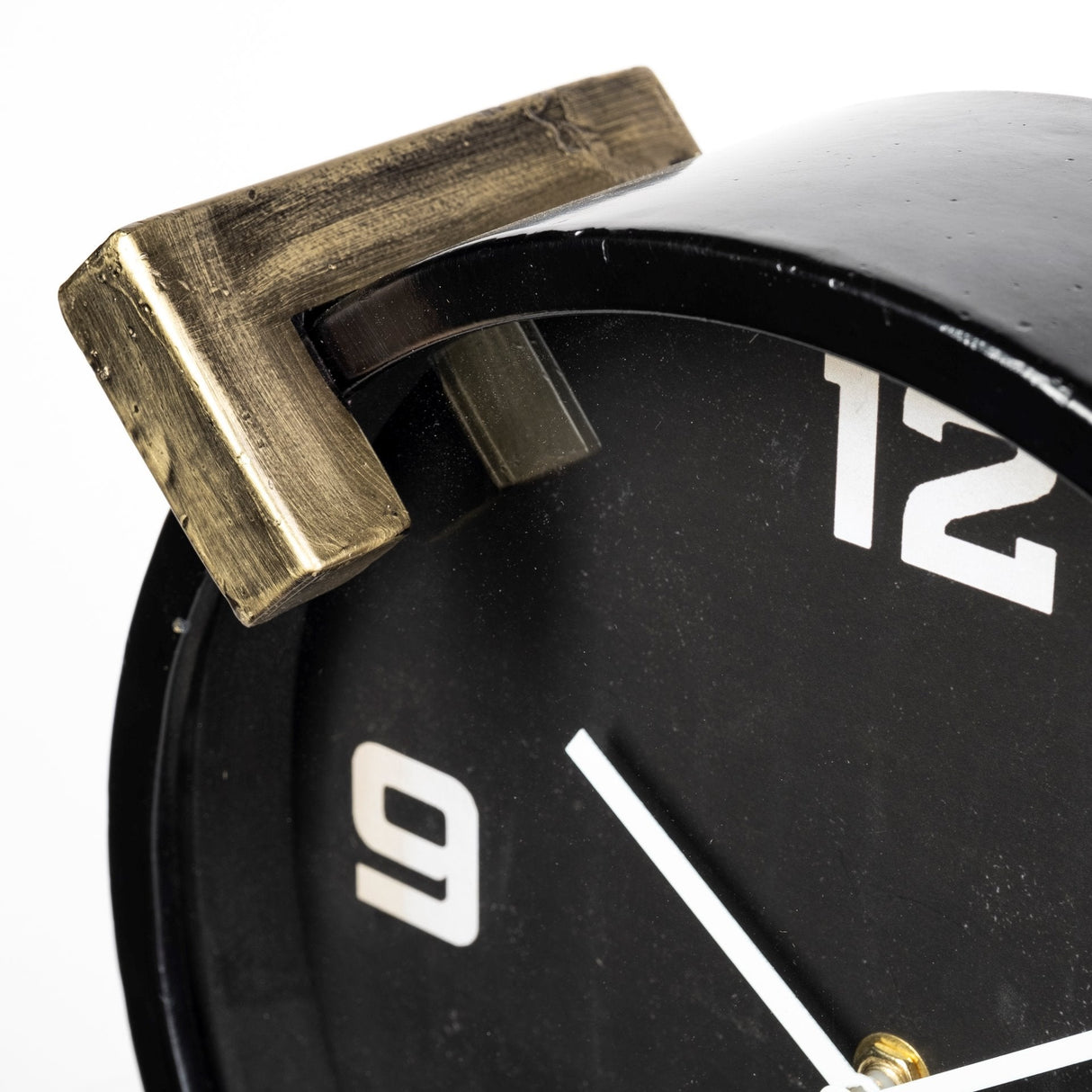 Agar Black Metal Round Table Clock by Mercana at Eve Furniture