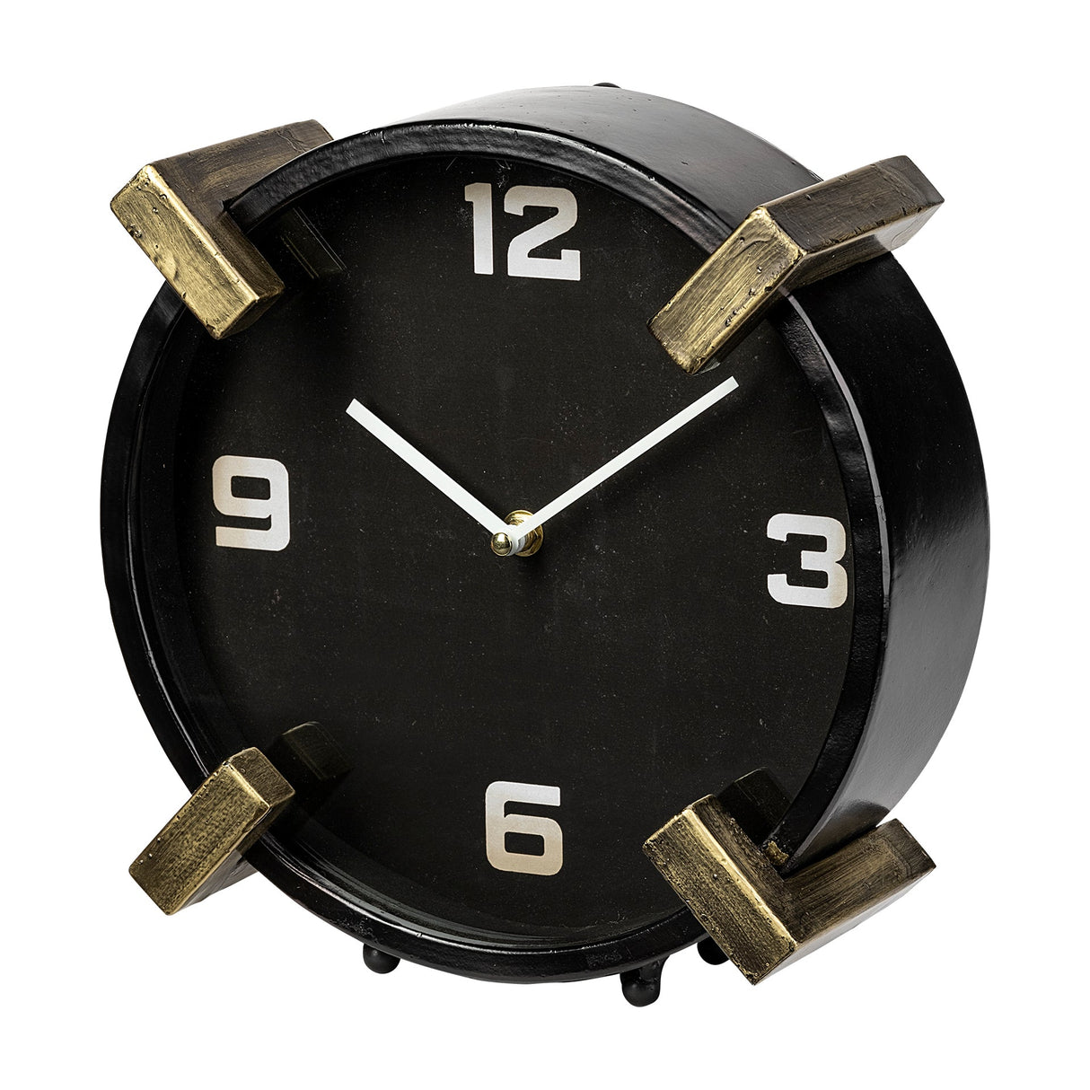 Agar Black Metal Round Table Clock by Mercana at Eve Furniture