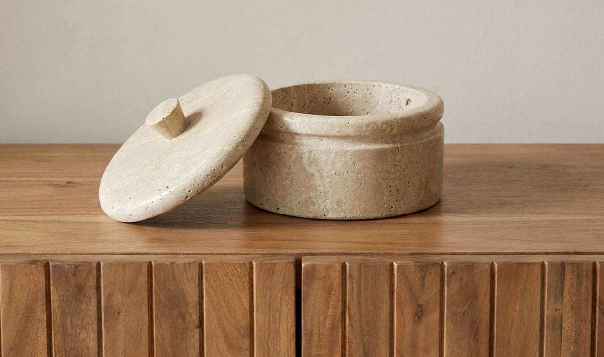 Valencia Round Travertine Box