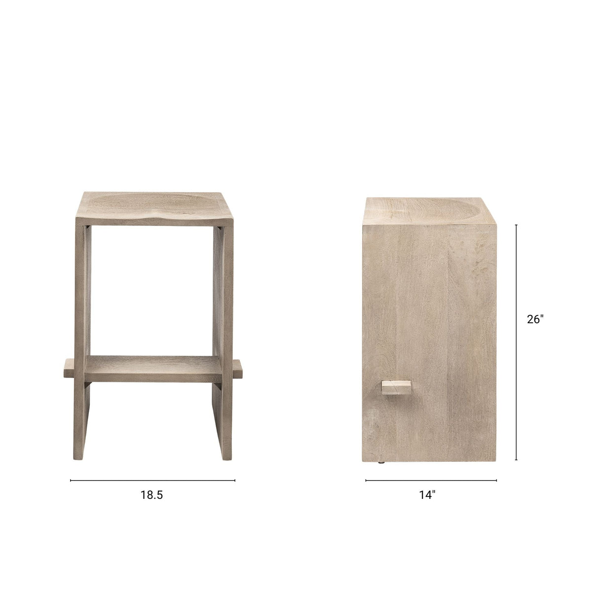 Aida 26" Seat Height Light Gray Wood Counter Stool by Mercana at Eve Furniture