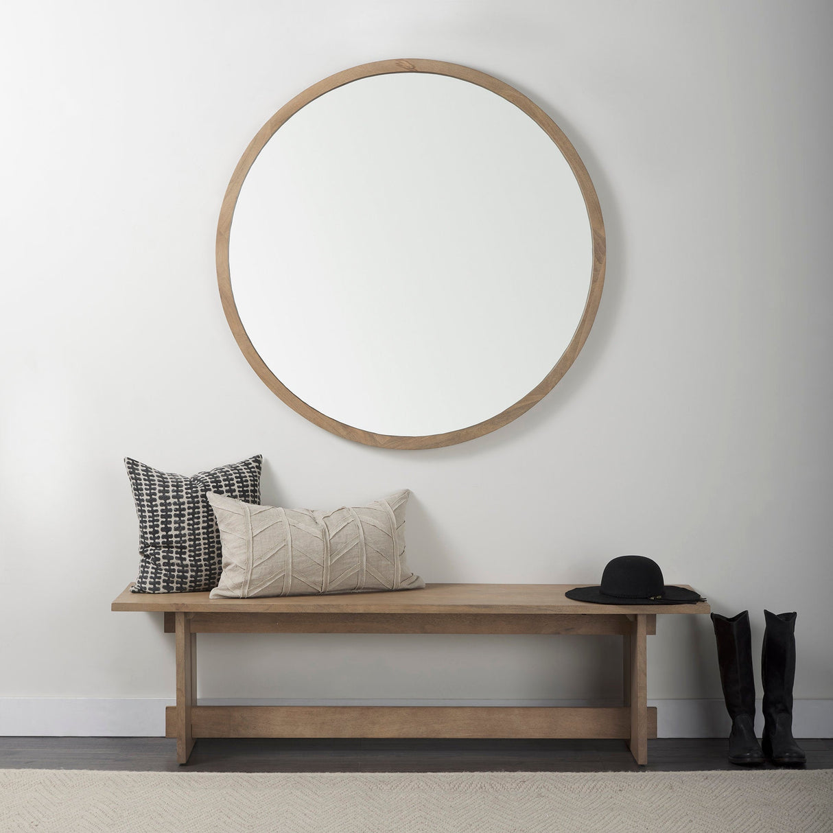 Aida Light Brown Wood Dining Bench by Mercana at Eve Furniture