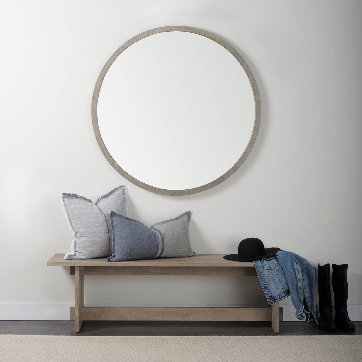 Aida Light Gray Wood Dining Bench by Mercana at Eve Furniture