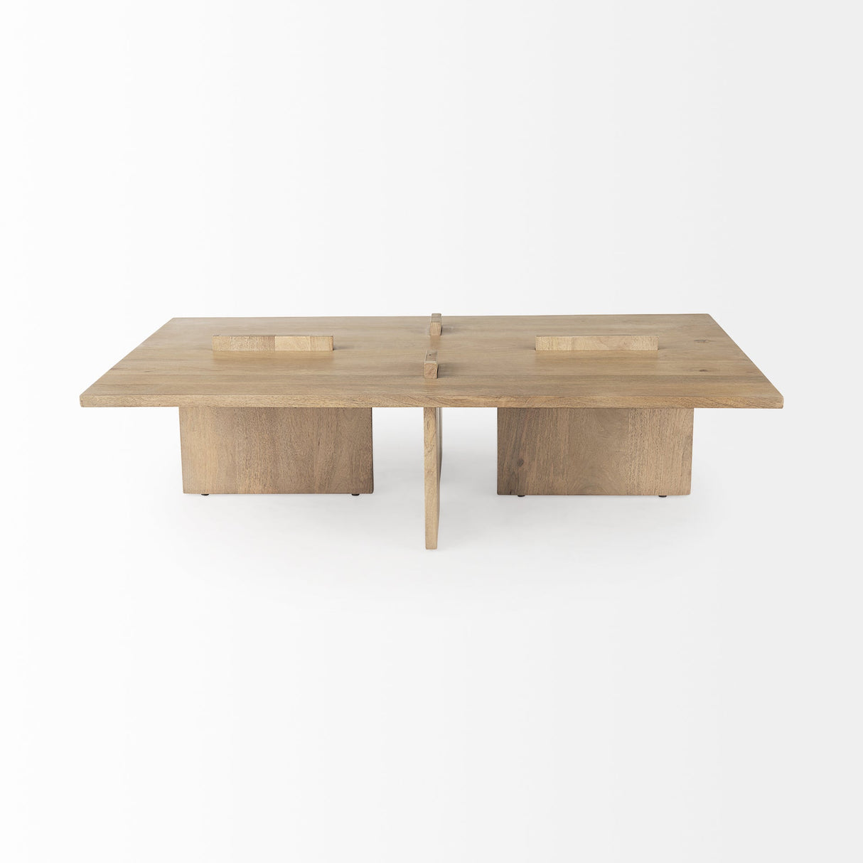 Aida Rectangular Light Brown Wood Coffee Table by Mercana at Eve Furniture